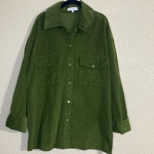 WeWoreWhat Green Corduroy Shirt Jacket Shacket NWOT Size M/L